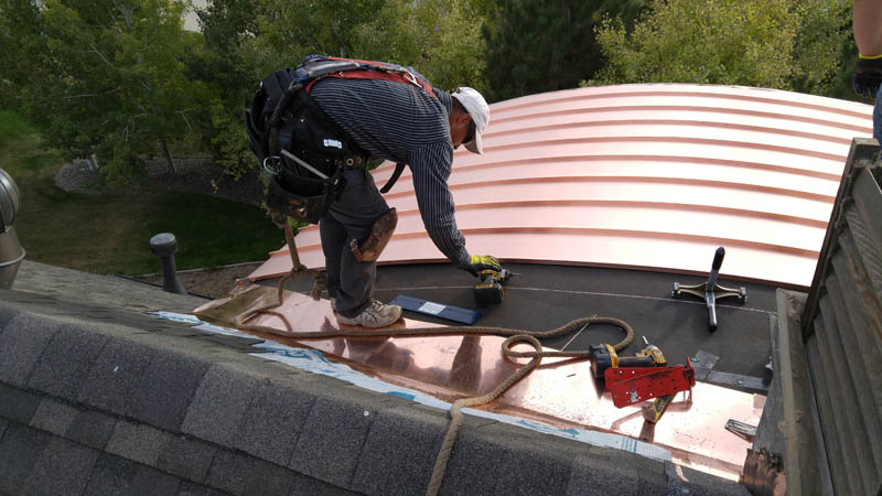 Firestone roof replacement with copper roofing